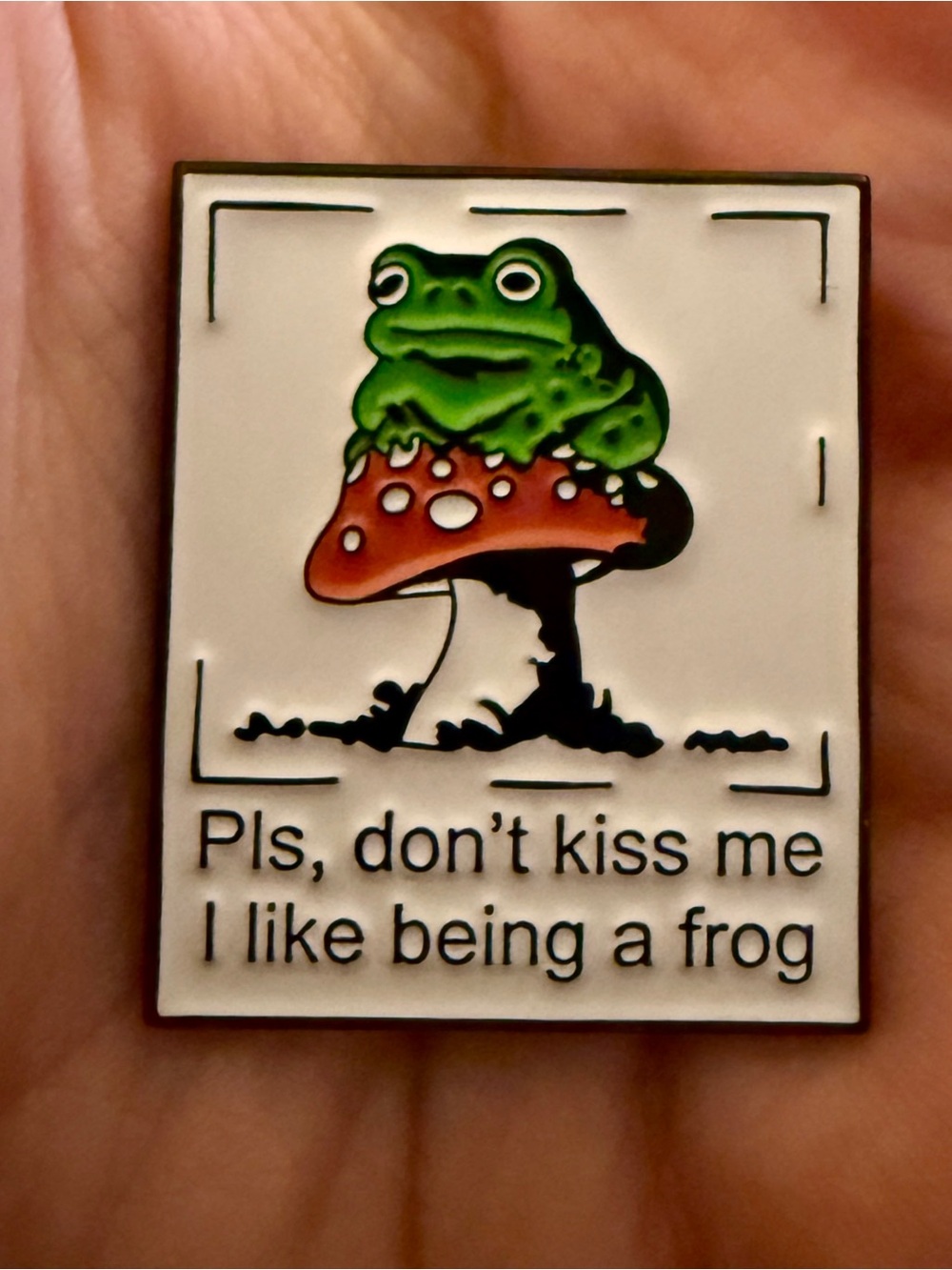 New Please Don’t Kiss Me, I Like Being A Frog Cottagecore Enamel Lapel Pin